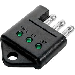 4 Pin Trailer Plug Tester Connector, 4-Way Straight Trailer Light Wiring Tester with LED Indicators, Universal Car Accessories for Brake, Turn & Tail Lights Trouble Shooter (1PC)