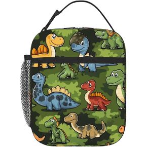 Dinosaur Lunch Bags for Kids, Insulated Lunch Box Tote with Adjustable Strap for School, Picnic, Travel