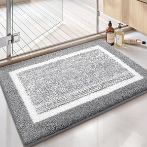Color&Geometry Simple and Stylish Bath Mats for Bathroom Non Slip, 16"x24" Small Gray Bathroom Rugs, Absorbent, Soft, Washable, Microfiber Bath Rug Shower Mat Outside Shower