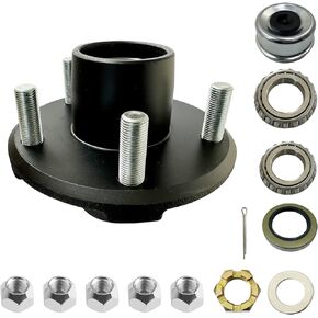 2000lb Trailer Axle Trailer Hub Kit 5 Bolt 4.5",Trailer Hub 5 Lug fit 1"Trailer Straight Spindle,2 Sets