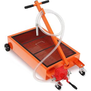 15 Gallon Electric Oil Drain Pan, Low Profile Oil Drain Pan with 110V Electric Pump, Oil Change Pan with 8 Ft Hose and T Folding Handle, Rolling Oil Drain Cart for Truck, RVs, SUVs