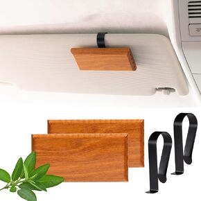 Yuoyar 2 Packs Wood Car Scents Air Freshener Visor Clips Diffuser Odors Eliminator (Amber Vanilla)
