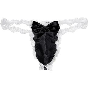 Valentines Lingerie For Men, Satin Lace Sexy Underwear, Sissy Panties Femboy, Bow Girly Thong