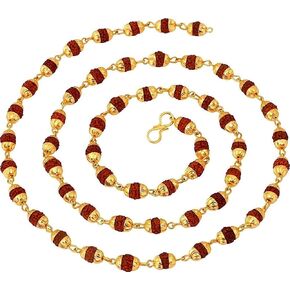 Awaken Harmony & Spiritual Growth - Handmade Rudraksha Kanthi Mala (6mm Beads, Golden Accents) - 5 Mukhi Rudraksh