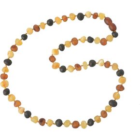 TheNaturalAmber Amber Necklace Adult – Raw Multi Color Baroque Baltic Amber 50cm – Genuine Unpolished Amber Chain for Wellness & Pain Relief