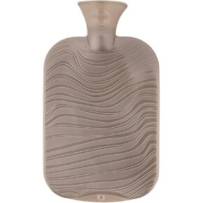 Fashy Double Ribbed Wave Pattern in Mother of Pearl Colour Taupe Hot Water Bottle, 2.0 Litre