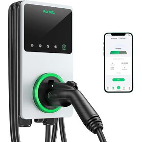 Autel Home Smart Electric Vehicle (EV) Charger up to 50Amp, 240V, Indoor/Outdoor Car Charging Station with Level 2, Wi-Fi and Bluetooth Enabled EVSE, 25-Foot Cable(Silver)