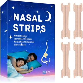 Nasal Strips for Snoring Relief & Nasal Congestion - Nose Strips to Improve Breathing, Reduce Snoring & Clear Airways, Comfortable Fit for Better Sleep，Sensitive Skin Safe (50 pcs) -- dark blue