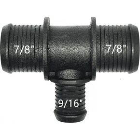 7/8"-7/8"-9/16",Radiator Coolant Hose 3 Way Connector,Heater T-Joint Diverter,Water Pipe Splitter Kit for Mercedes-Benz BMW Audi Volkswagen Chevrolet Volvo Buick Ford Toyota Honda,22mm,14mm,0.55in