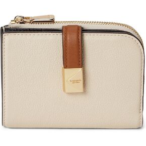 kate spade new york Deco Colorblocked Pebbled Leather Small Compact Wallet, Milk Glass Multi