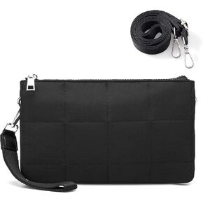 befen Puffer Crossbody Wristlet for Women, RFID Wristlet Wallet Purse with 2 Strap, Lightweight Shoulder Bag for Travel