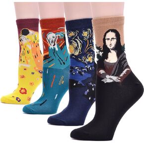 Funny Famous Painting Patterned Art Socks for Women - Funky Cute Cool Crew