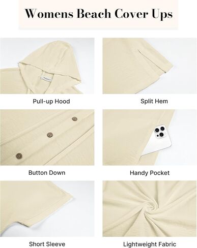 Bsubseach Womens Swimsuit Cover Up Dray Button Down Short Sereve Bathingsuit Coverups Covered Beach مع جيوب in Saudi Arabia