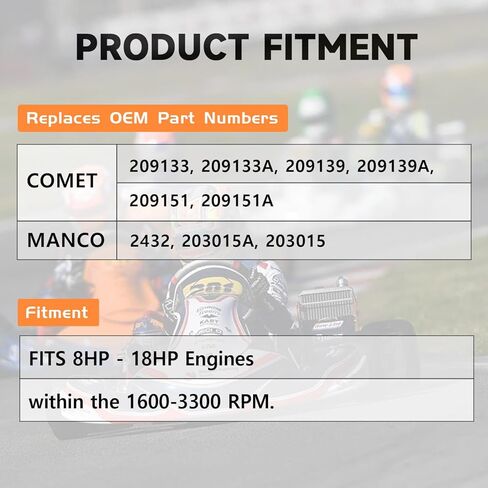 40 سلسلة من سلسلة محول عزم الدوران ، 1 "Bore Driver + 3/4" مدفوعًا بمحركات 8-16 HP ، تحل محل سلسلة Comet 40/44 للدراجة الصغيرة ، Go Kart ، Falnmower ، 209133 209139A 209151 و Manco 2432 in Kuwait
