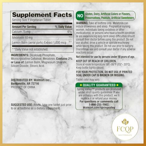 Spring Valley - Melatonin, Sleep Support with Lemon Balm, 10mg, 240 Vegetarian Tablets, (1) in Saudi Arabia