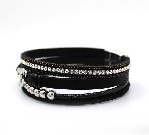 HAHAHE® Women's Boho Leather Wrap Bracelets Trendy Layered Bracelets with Magnetic Clasp Strackable Bohemian Jewelry Fashion Gifts in Saudi Arabia
