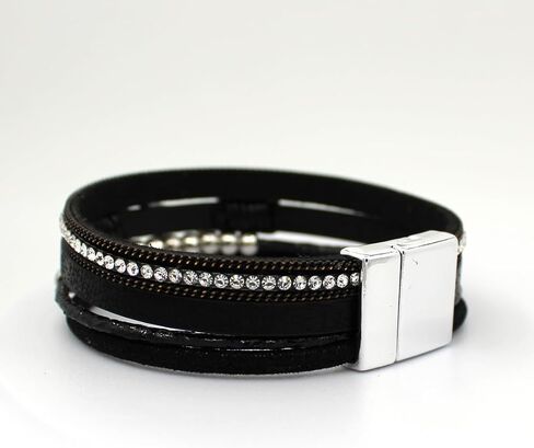 HAHAHE® Women's Boho Leather Wrap Bracelets Trendy Layered Bracelets with Magnetic Clasp Strackable Bohemian Jewelry Fashion Gifts in Saudi Arabia