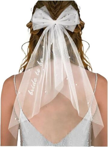 Bachelorette bride to be Veil Set - White Bridal Veil Sash Tiara Hair Bow Team Badges Brides party Accessories Kit in Saudi Arabia