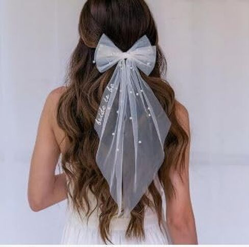 Bachelorette bride to be Veil Set - White Bridal Veil Sash Tiara Hair Bow Team Badges Brides party Accessories Kit in Saudi Arabia