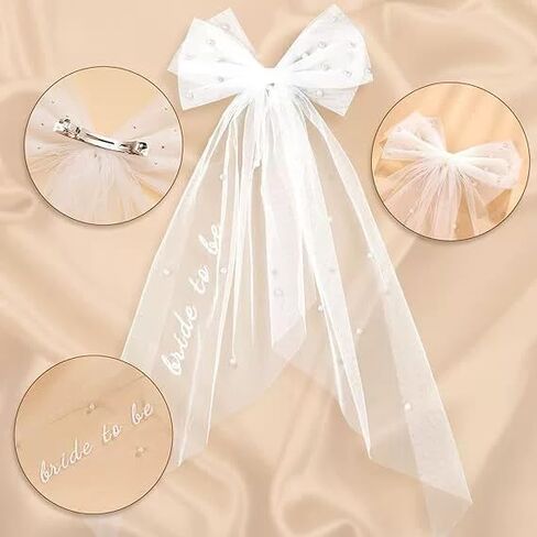 Bachelorette bride to be Veil Set - White Bridal Veil Sash Tiara Hair Bow Team Badges Brides party Accessories Kit in Saudi Arabia
