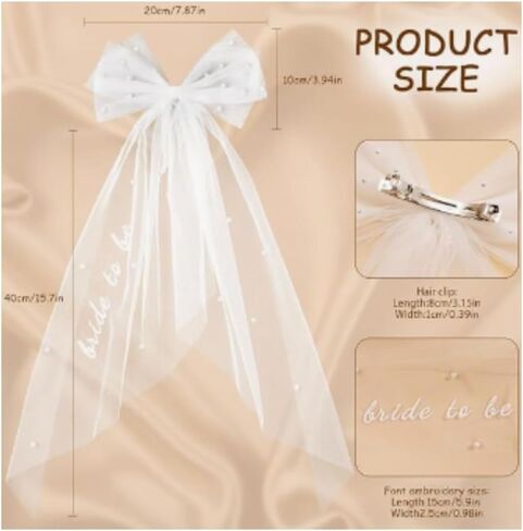 Bachelorette bride to be Veil Set - White Bridal Veil Sash Tiara Hair Bow Team Badges Brides party Accessories Kit in Saudi Arabia