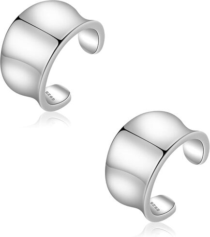 CHIC & ARTSY Sterling Silver Ear Cuff Earrings - Hypoallergenic, Simple Line, Adjustable No Piercing Clip Ons for Women in Saudi Arabia
