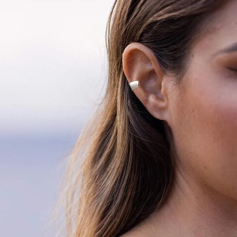 CHIC & ARTSY Sterling Silver Ear Cuff Earrings - Hypoallergenic, Simple Line, Adjustable No Piercing Clip Ons for Women in Saudi Arabia