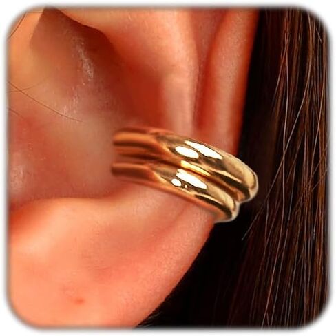 Gold Ear Cuff Earrings For Women Small Non Piercing Hoops Cartilage Minimalist Adjustable Clip On Fake Earring Sets in Kuwait
