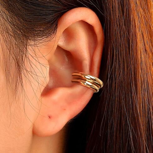 Gold Ear Cuff Earrings For Women Small Non Piercing Hoops Cartilage Minimalist Adjustable Clip On Fake Earring Sets in Kuwait