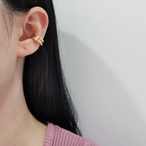 Gold Ear Cuff Earrings For Women Small Non Piercing Hoops Cartilage Minimalist Adjustable Clip On Fake Earring Sets in Kuwait