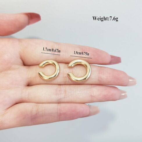 Gold Ear Cuff Earrings For Women Small Non Piercing Hoops Cartilage Minimalist Adjustable Clip On Fake Earring Sets in Kuwait