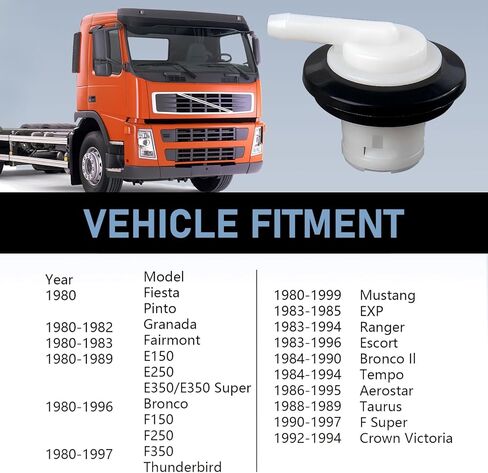 1 PC Car Fuel Tank Vent Plug, Durable Fuel Tank Vent Valve with Grommet Kit, Vent Hole Plug W-004, Compatible with Ford 1980-1996 F150 F250, 1980-1997 F350 (Black & White) in Kuwait