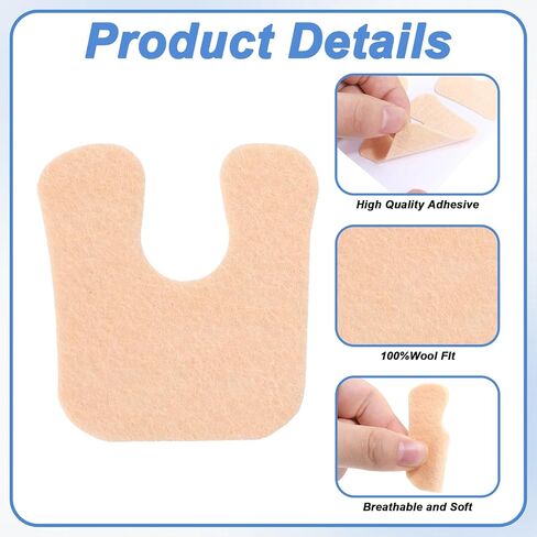 60pcs Calloused Feet Remover Pads U Shaped Felt Callus Pads Pain Relief Foot Cushion Self Adhesive Keep Protecting Calluses from Rubbing on Shoes for Men and Women, Beige in Saudi Arabia