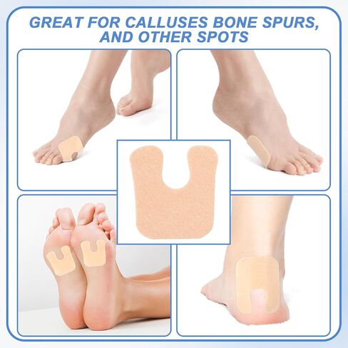 60pcs Calloused Feet Remover Pads U Shaped Felt Callus Pads Pain Relief Foot Cushion Self Adhesive Keep Protecting Calluses from Rubbing on Shoes for Men and Women, Beige in Saudi Arabia