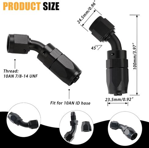 4AN 180-degree Swivel Hose End Fitting for CPE Braided Hose Black in Saudi Arabia