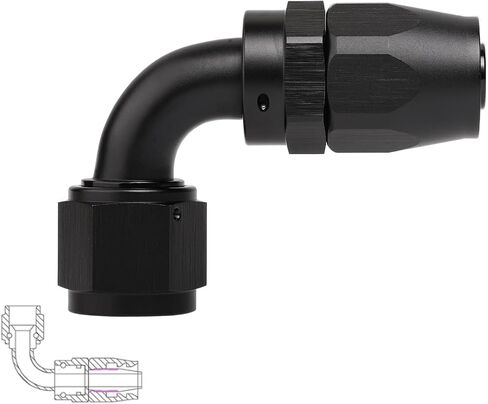 4AN 180-degree Swivel Hose End Fitting for CPE Braided Hose Black in Saudi Arabia