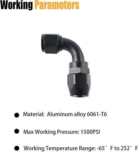 4AN 180-degree Swivel Hose End Fitting for CPE Braided Hose Black in Saudi Arabia