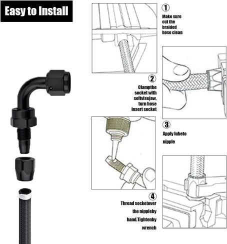 4AN 180-degree Swivel Hose End Fitting for CPE Braided Hose Black in Saudi Arabia