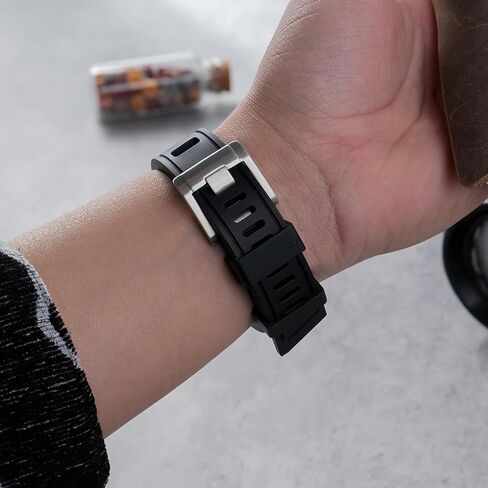 Fluororubber Watch Band 20mm 22mm, Waterproof Soft Watch Bands with Solid Stainless Buckle, Fast Release Watch Strap, Breathable Wrist Watch Straps 2 Fix Loops, Replacement Dive Watchbands Men Women in Saudi Arabia
