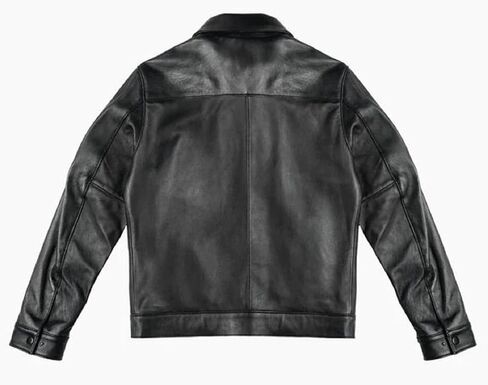 Mens Shirt Collar Genuine Real Lambskin Leather Jacket For Men Vintage Classic Biker Style with Zip Out Liner in Kuwait
