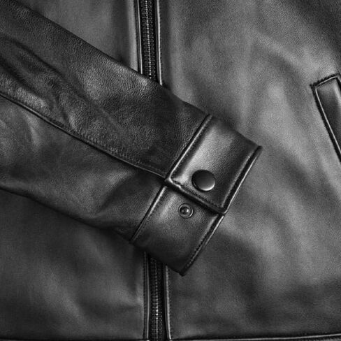 Mens Shirt Collar Genuine Real Lambskin Leather Jacket For Men Vintage Classic Biker Style with Zip Out Liner in Kuwait