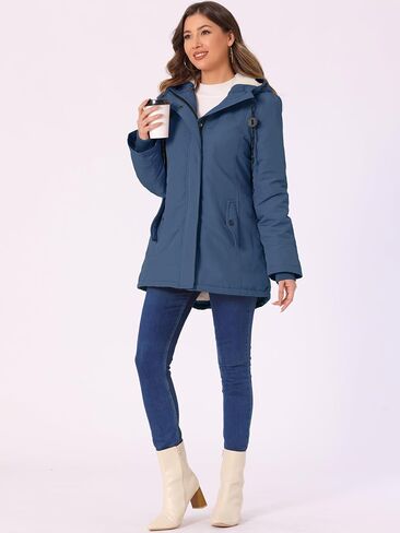 Allegra K Women's Parka Coat Tie Waist Pockets Faux Fur Hooded Jackets in Saudi Arabia