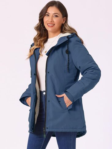 Allegra K Women's Parka Coat Tie Waist Pockets Faux Fur Hooded Jackets in Saudi Arabia