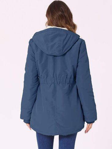 Allegra K Women's Parka Coat Tie Waist Pockets Faux Fur Hooded Jackets in Saudi Arabia