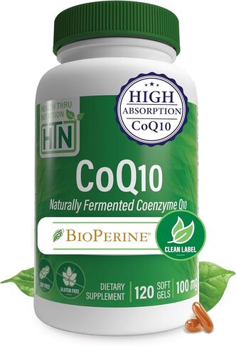 Health Thru Nutrition CoQ-10 100mg with BioPerine 120 Softgels | High Absorption Naturally Fermented USP Grade Coenzyme Q10 Supplement | 3rd Party Tested | Heart Health and Energy Support in Saudi Arabia