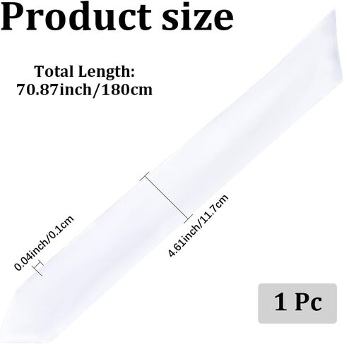 70.87 Inch Long White Satin Graduation Sash Sublimation Honor Plain Grad Blank Stoles Bulk Unisex Smooth Silk Soft Classic End Sashes for Adults Academic Choral Ceremony Graduations Society in Saudi Arabia