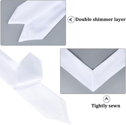 70.87 Inch Long White Satin Graduation Sash Sublimation Honor Plain Grad Blank Stoles Bulk Unisex Smooth Silk Soft Classic End Sashes for Adults Academic Choral Ceremony Graduations Society in Saudi Arabia