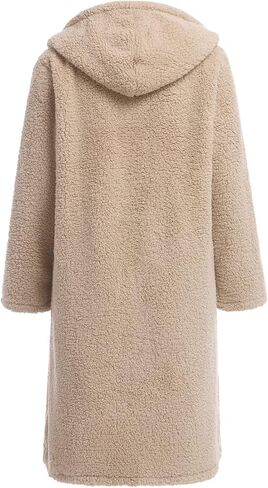 ODIZLI Women's Winter Coats Fuzzy Fleece Long Hooded Jackets Button Down Faux Fur Warm Outwear With Pockets in Saudi Arabia
