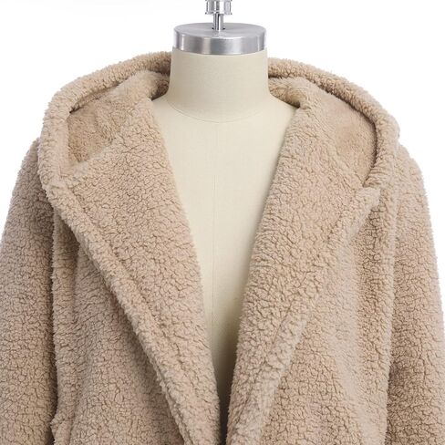 ODIZLI Women's Winter Coats Fuzzy Fleece Long Hooded Jackets Button Down Faux Fur Warm Outwear With Pockets in Saudi Arabia