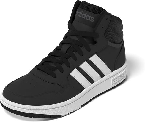 adidas Hoops 3.0 Mid Basketball Shoe, Core Black/White/Grey Six, 6.5 US Unisex Big Kid in Saudi Arabia